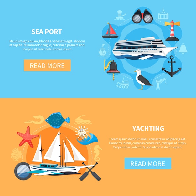 Free vector nautical banners set