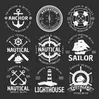 Free vector nautical emblem set on black