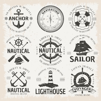 Nautical emblem set in color