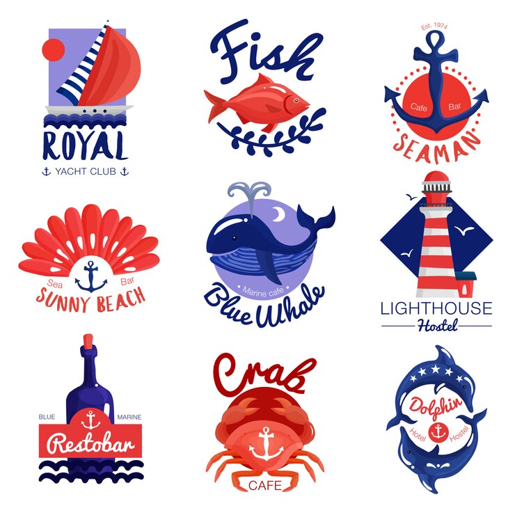 Free Vector nautical emblems set