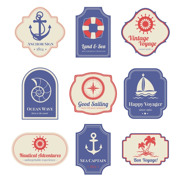 Free vector nautical emblems set