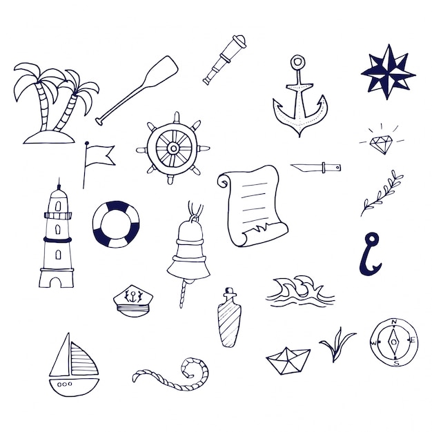 Free vector nautical handdrawn collection