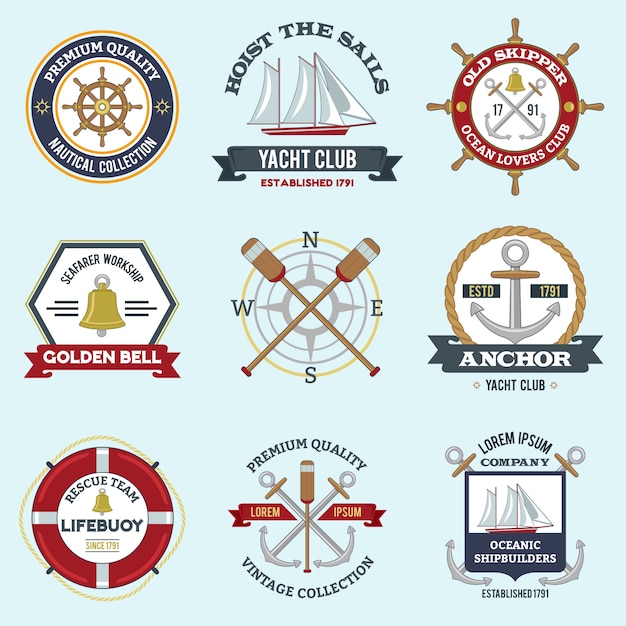 Free vector nautical labels set