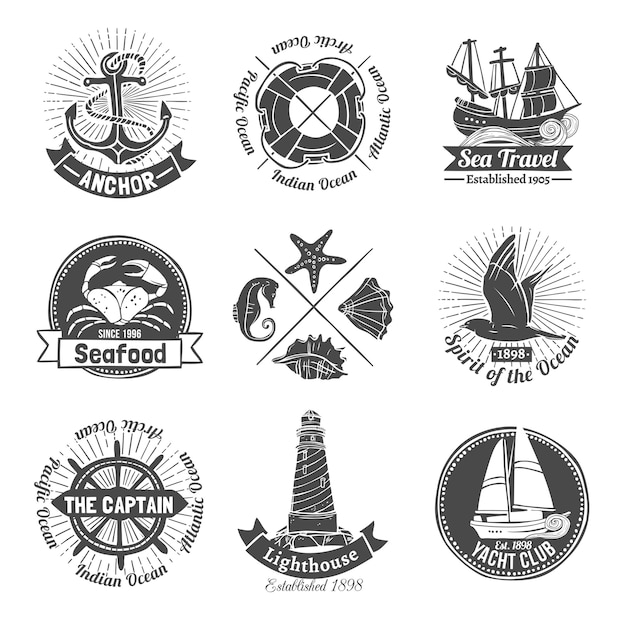 Nautical Labels Set