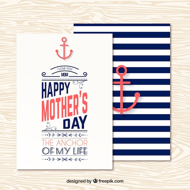 Free vector nautical mothers day greeting card