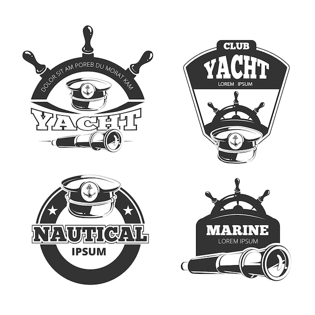Free vector nautical signs, labels and badges.