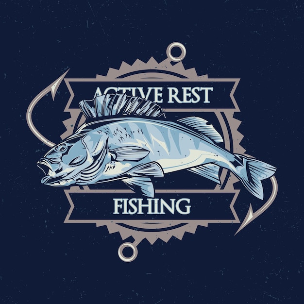 Free vector nautical theme t-shirt design with illustration of fish