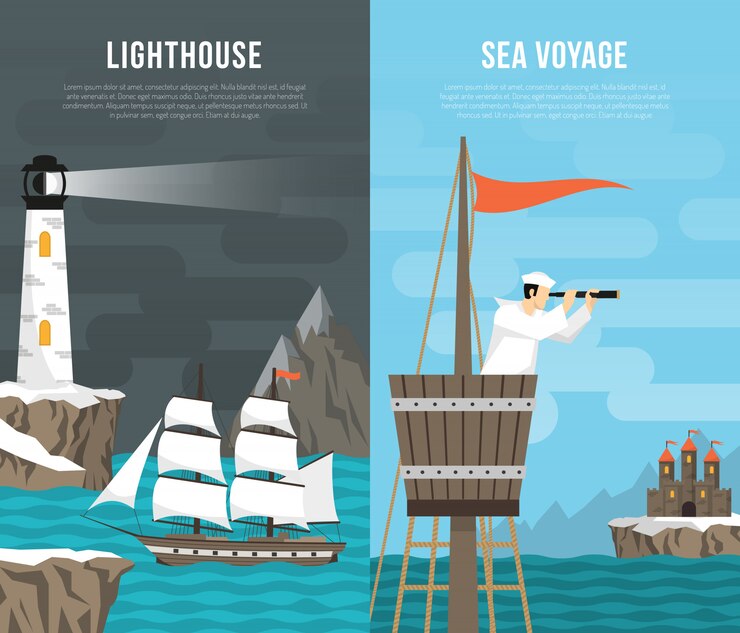 Free Vector nautical vertical banner set