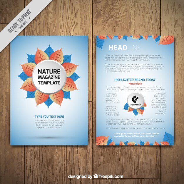मुफ़्त वेक्टर nauture magazine template with a flower