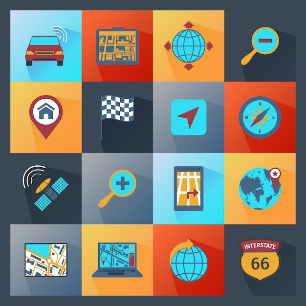 Free vector navigation icons flat