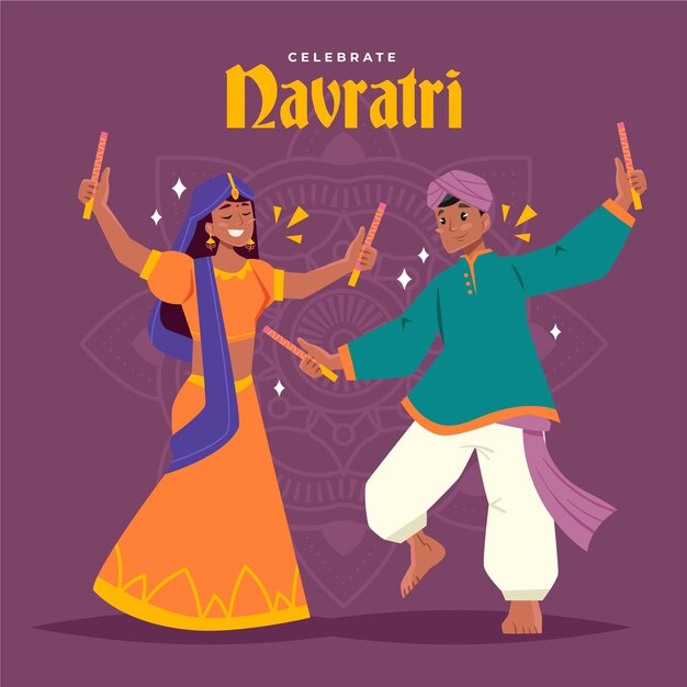 Free vector navratri festival dancers