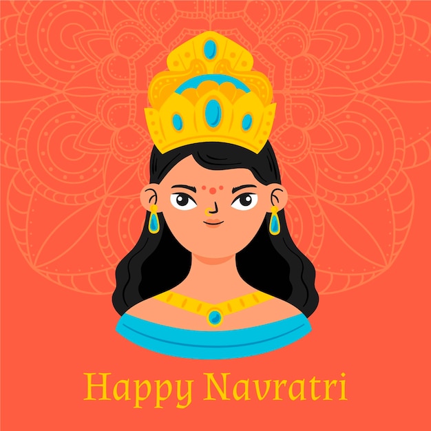 Navratri 축제 손으로 그린 개념