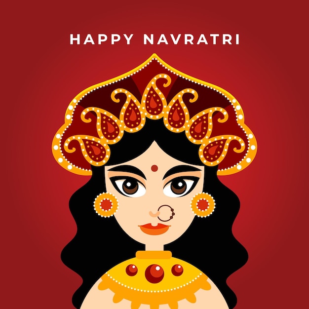 Free vector navratri flat design background with goddess