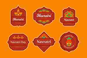 Free vector navratri traditional labels pack