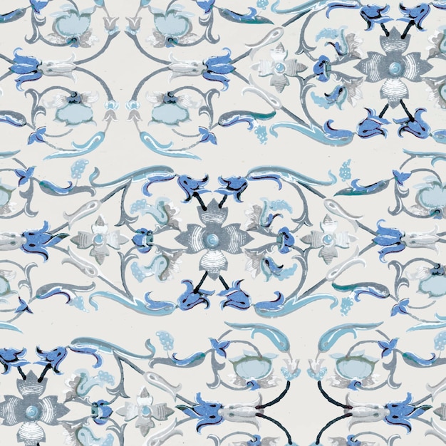 네이비 블루 꽃 무늬 배경 디자인