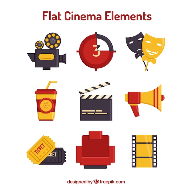 Free vector necessary cinema elements in flat design