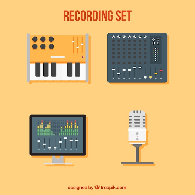 무료 벡터 음악 스튜디오 장비에 필요
