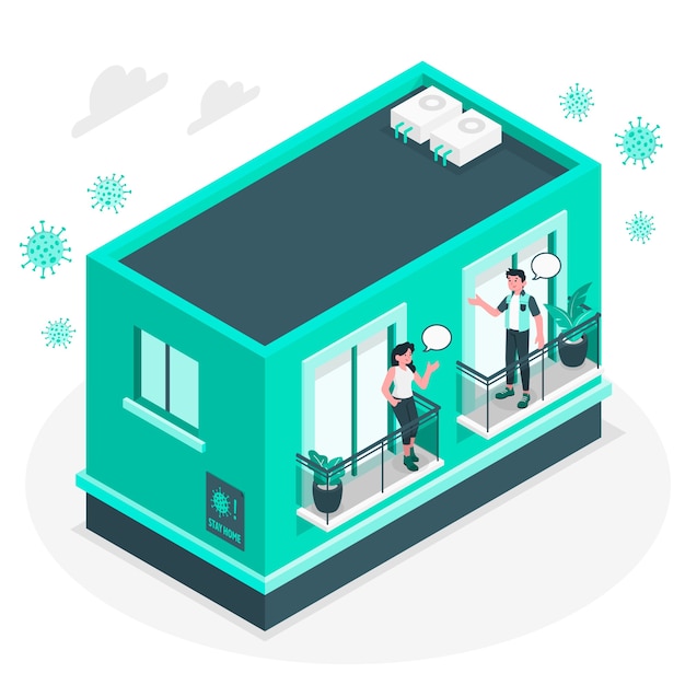 Free vector neighbors on balconies/windows concept illustration