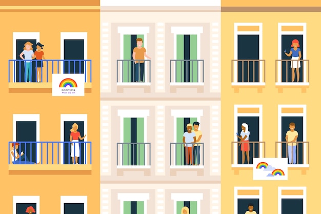 Free vector neighbours on balconies