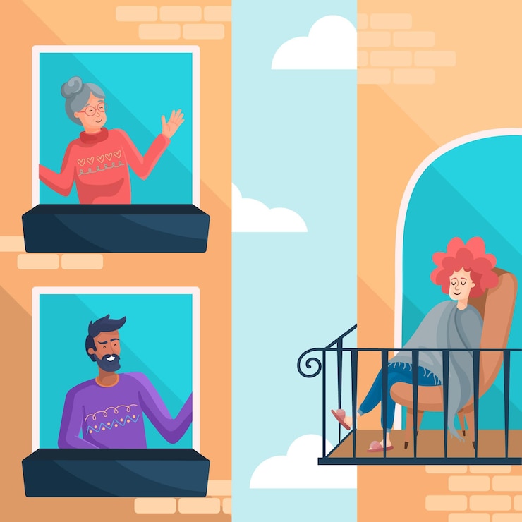 Free Vector neighbours on balconies