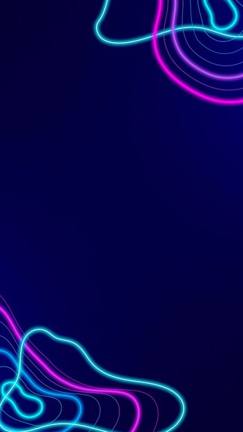 Neon abstract border on a dark blue social story template vector