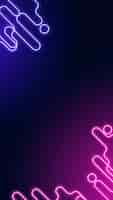 Free vector neon abstract border on a dark purple social story template vector