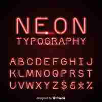 Free vector neon alphabet in red color