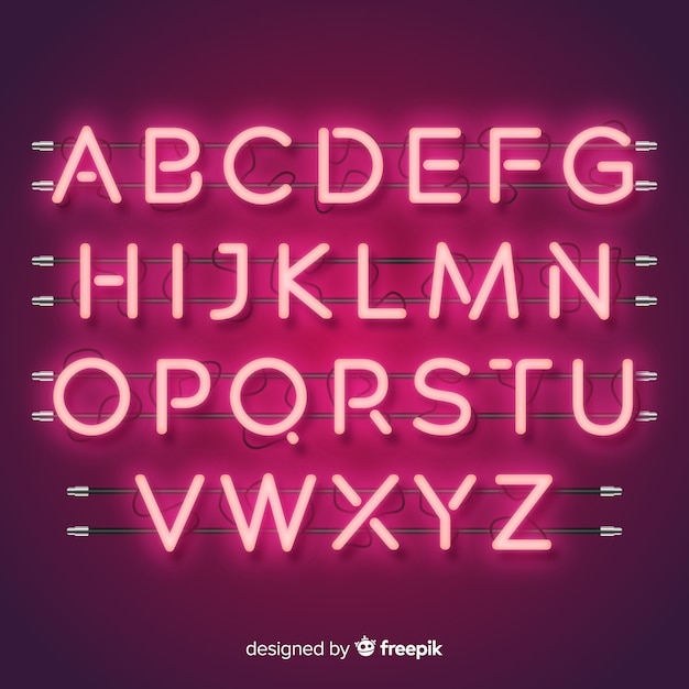 Free vector neon alphabet in retro style