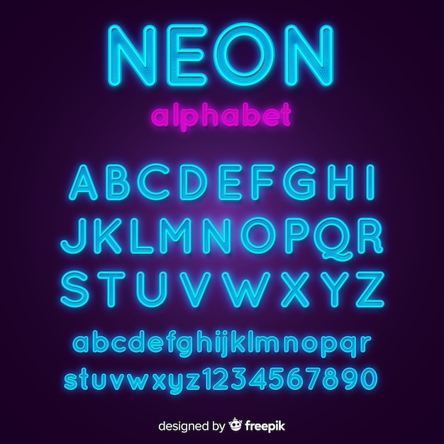 Neon alphabet template