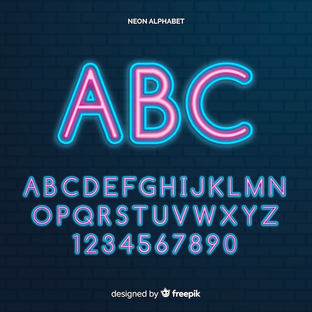 Neon alphabet template
