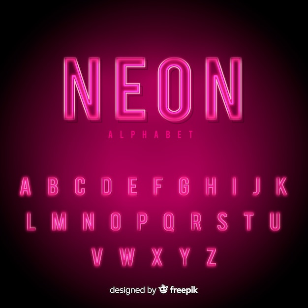 Vettore gratuito alfabeto al neon