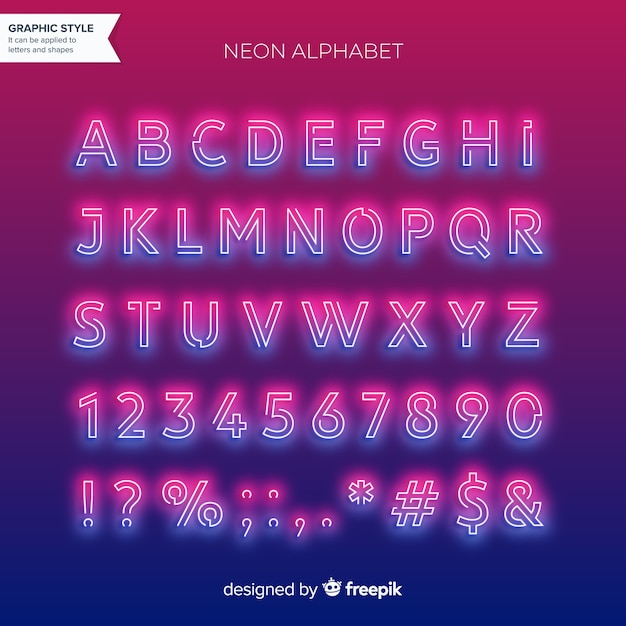 Free vector neon alphabet