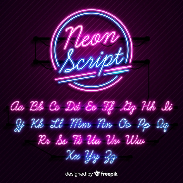 Free vector neon alphabet