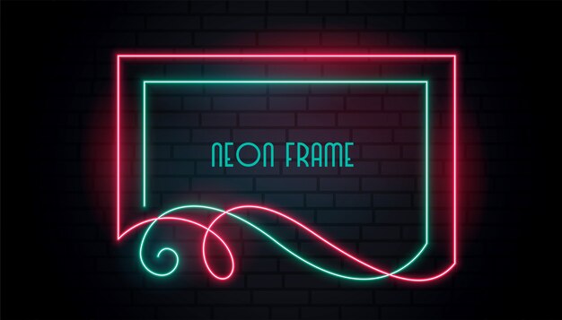 Free vector neon attractive frame in floral swirl style