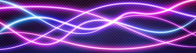 Onda di frequenza della voce audio al neon e sfondo vettoriale di luce sonora astratta design della curva dell'effetto dell'impulso radio volume musica traccia linea vibrante illustrazione del movimento record elettronico grafico a led grafico