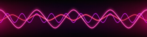 Neon audio voice frequency wave and abstract sound light vector background radio pulse effect curve design volume music track line vibrant motion illustration electronic record led graph chart