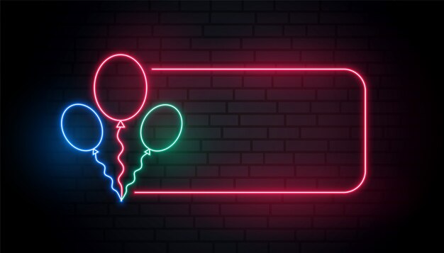 Neon balloons banner with text space