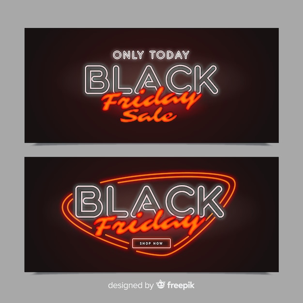 Free vector neon black friday banner