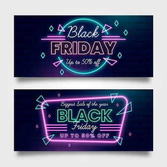 Neon black friday banners template