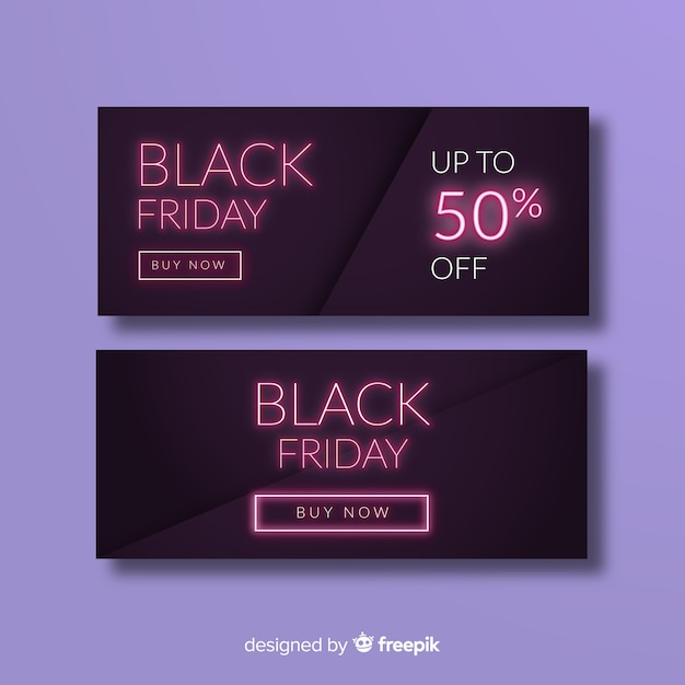 Free vector neon black friday banners