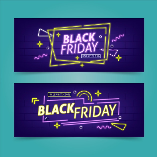 Free vector neon black friday banners