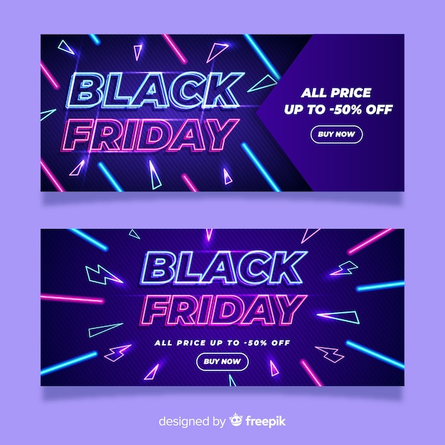 Free vector neon black friday banners