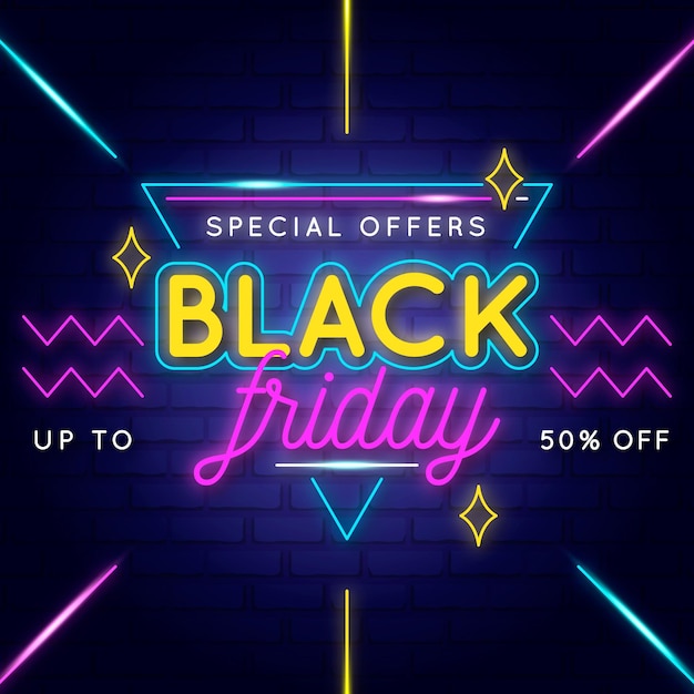 Free vector neon black friday concept