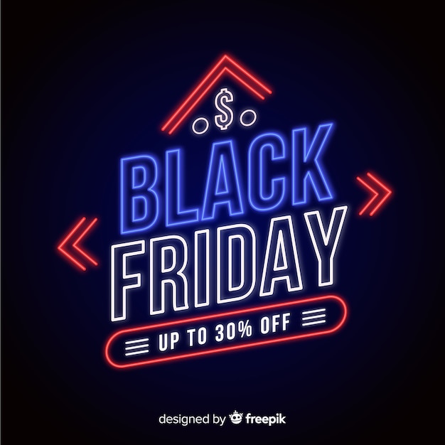 Free vector neon black friday sale banner