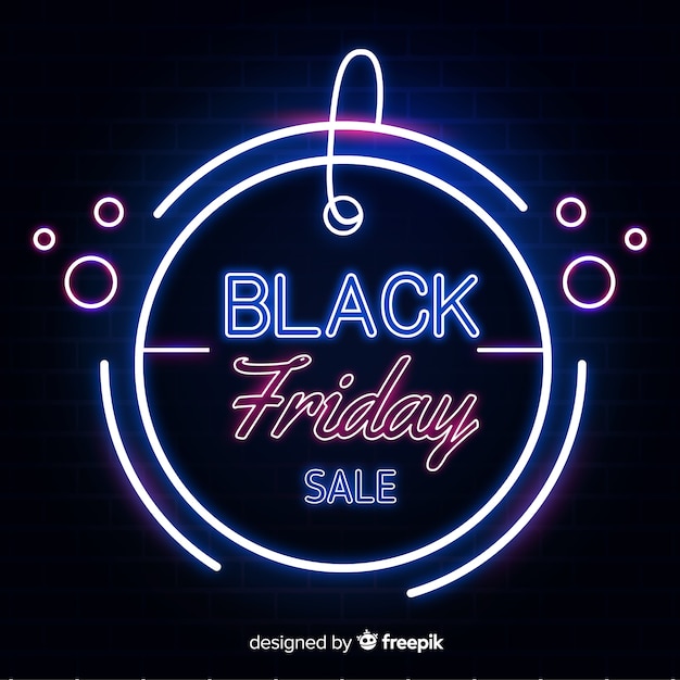 Free vector neon black friday sale banner