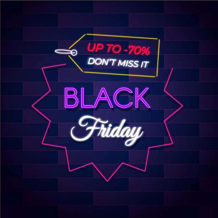 Free Vector neon black friday sale banner