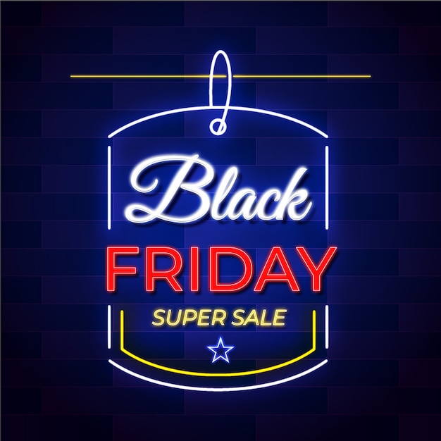 Free vector neon black friday super sale banner