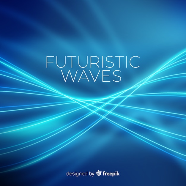 Neon blue futuristic waves background