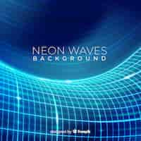 Free vector neon blue futuristic waves background