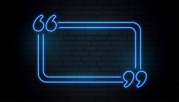 Neon blue quotation frame with text space